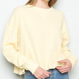 Brandy Melville J.GALT pale yellow long sleeve top